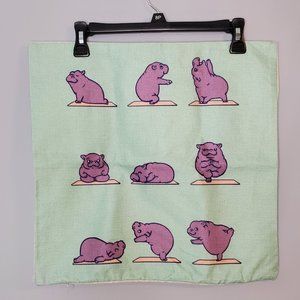 18" x 18" Hippo Hippopotamus Yoga Poses Pillow Cover NEW
